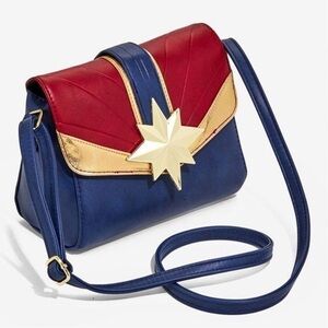Disney captain Marvel crossbody bag Bioworld Red Gold navy blue purse